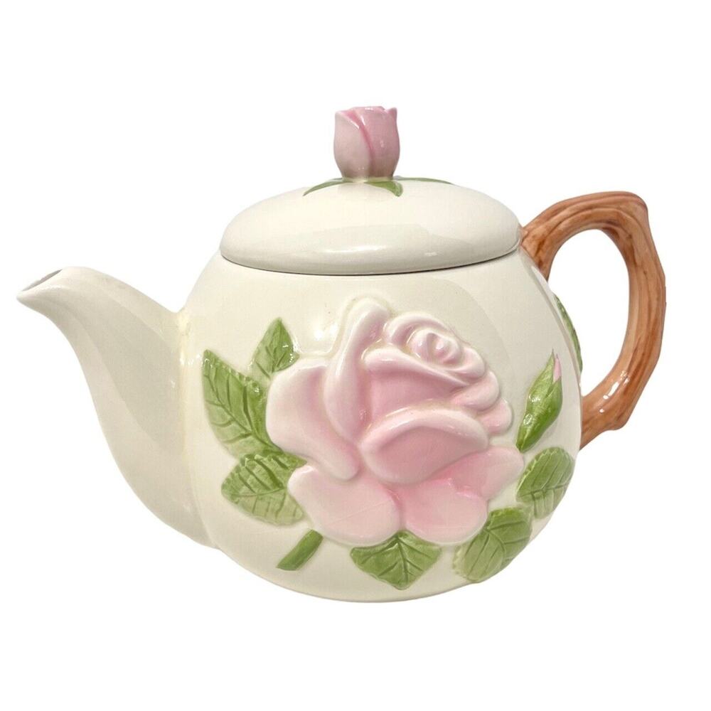 Teleflora Garden Party Floral Teapot 6" tall serves 2-3 Ceramic